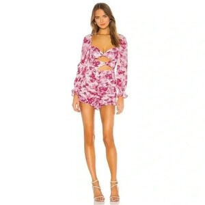 For Love and Lemons X Revolve Oahu Ruched Floral Top Romper Size M